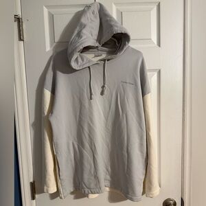Outdoor Voices Colorblock Hoodie | Gray & Cream Pullover | XS/S
